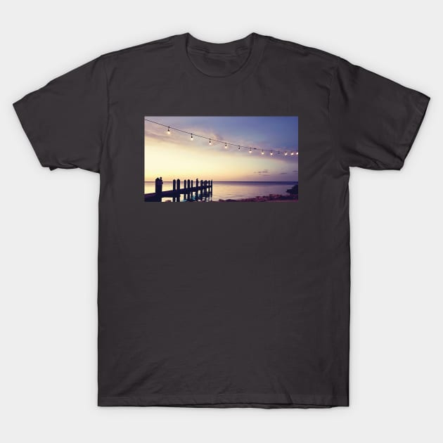 Sunset Over The Florida Keys Dock T-Shirt by Rosemarie Guieb Designs